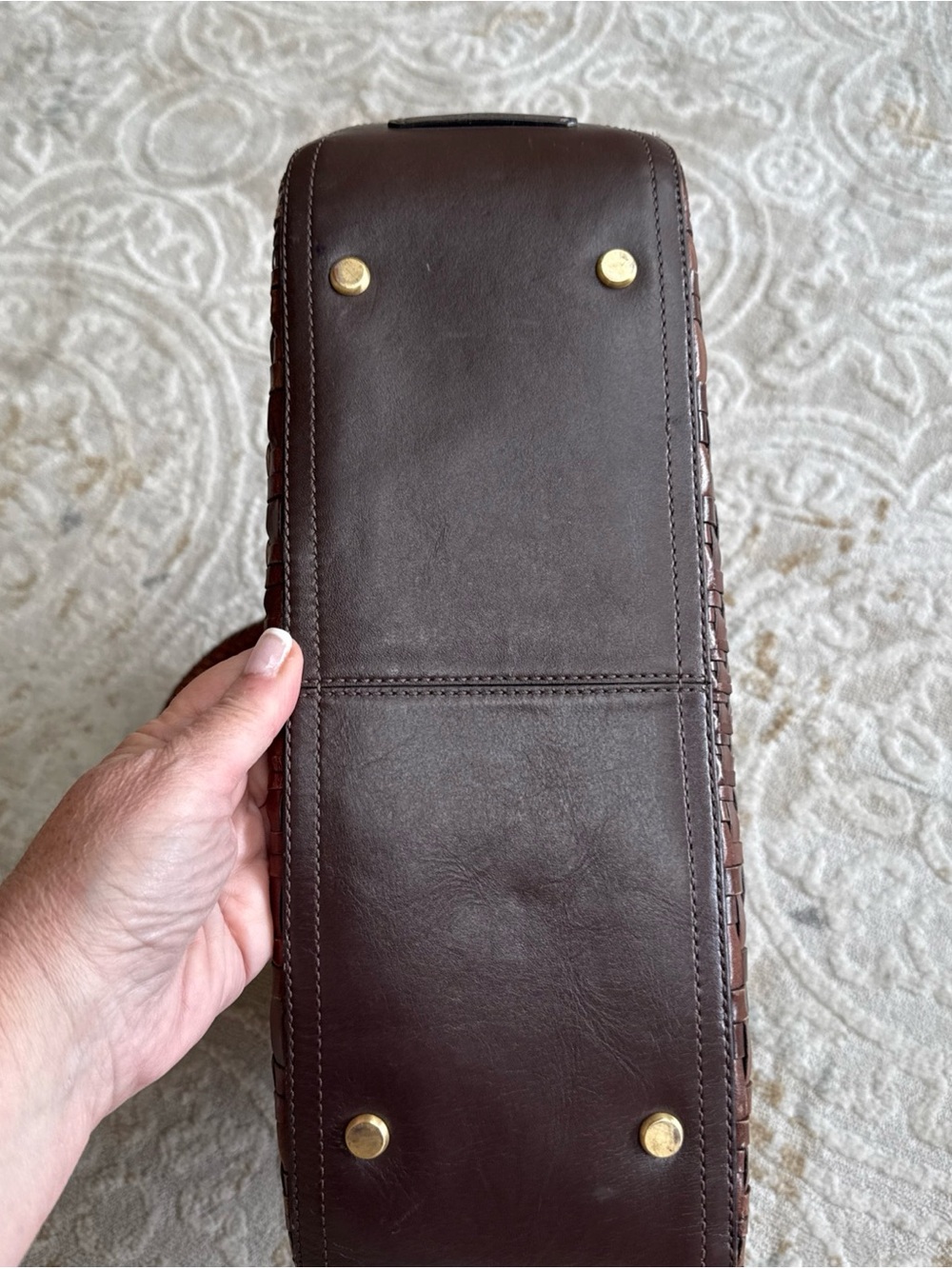 Cole Haan Woven Leather Shoulder Bag - Dark Brown - Picture 7 of 11